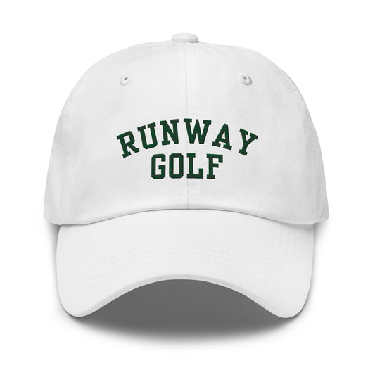 Runway Golf Varsity Dad Hat White/ForestGreen