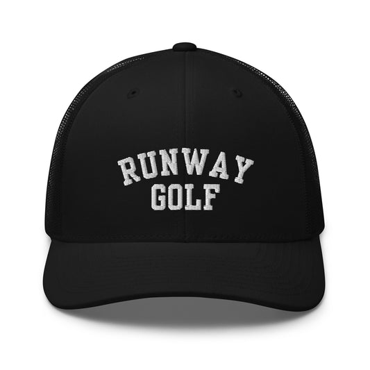 Runway Golf Varisty Trucker Hat Black/White